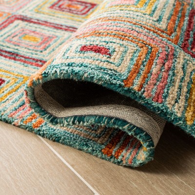 Handmade Red and Multicolor Wool Tufted Area Rug