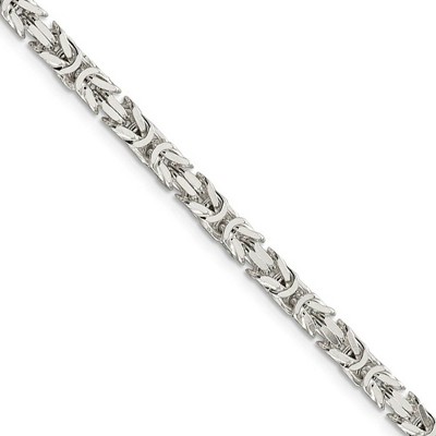 Black Bow Jewelry 4.25mm, Sterling Silver, Solid Byzantine Chain Necklace