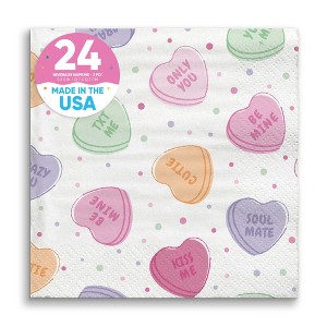 Big Dot of Happiness Valentine Hearts Napkins, Galentine's & Valentine's Day Party Decor, White 3-Ply Paper Beverage Cocktail Napkins - 24 Count - 1 of 4