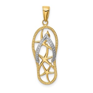 Black Bow Jewelry 14k Two Tone Gold Large Starfish Flip Flop Pendant - 1 of 4
