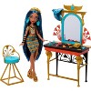 Monster High Doll, Playset and Accessories, Cleo De Nile Self-Scare Day, Vanity Furniture with Storage, Hair and Jewelry Accessories - image 3 of 4