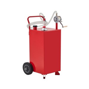 Portable Fuel Caddy with Manual Pump – Gas/Diesel Storage Tank with Wheels & 9.8Ft Hose for Cars, Lawn Mowers, ATVs & Boats(1-Pack) - 1 of 4