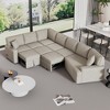 126"W Convertible Sectional Sofa Couch Set, Pull-out Sleeper Sofa Bed with Charging Devices and Cup Holders 4S -ModernLuxe - 2 of 4