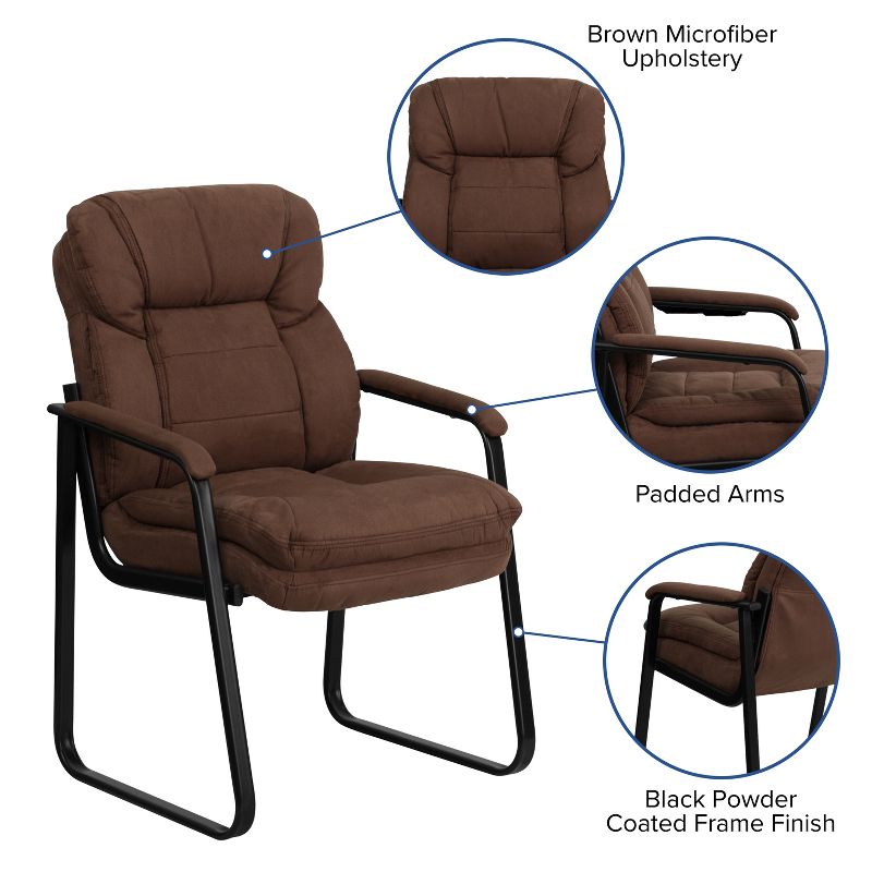 Flash Furniture Executive Side Reception Chair with Lumbar Support and Sled Base, 3 of 11