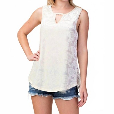 Women's Lace Detail Sleeveless Top - VOCAL APPAREL XL