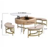 Lift Top Coffee Table with 3 Ottoman, Modern Round Center Table with Hidden Storage, Wood Cocktail Table for Living Room Bedroom Office - 3 of 4