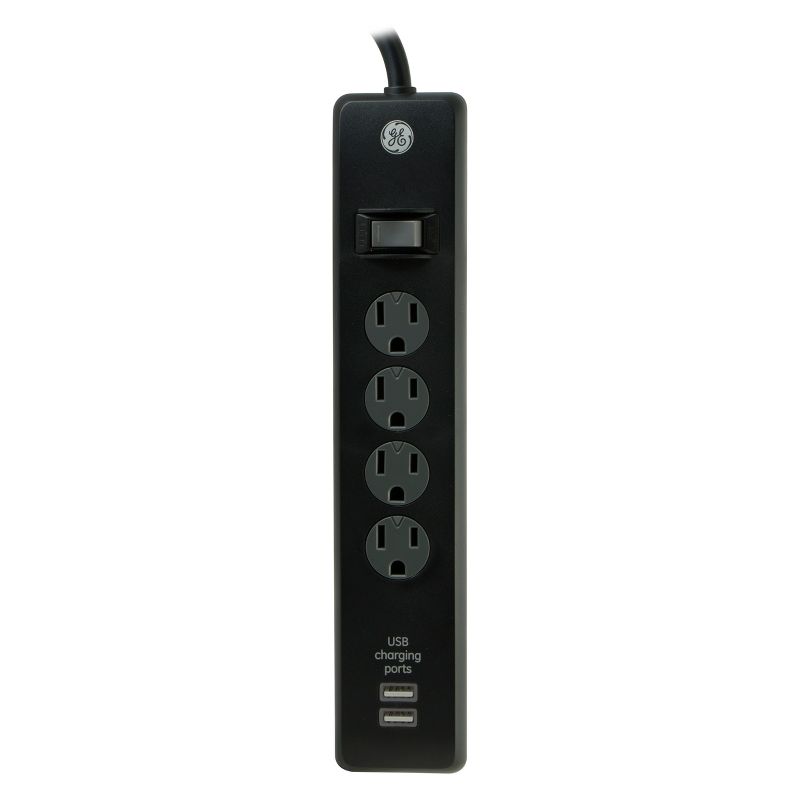GE 4 Outlet Surge Protector Power Strip with 2 USB Ports, 1 of 7