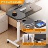 Syemin Folding Tables Overbed Bedside Table with Wheels, Adjustable Height Mobile Standing Desk, Rolling Bed Table, Black, 23.6"*15.7"*23.6" - 3 of 4