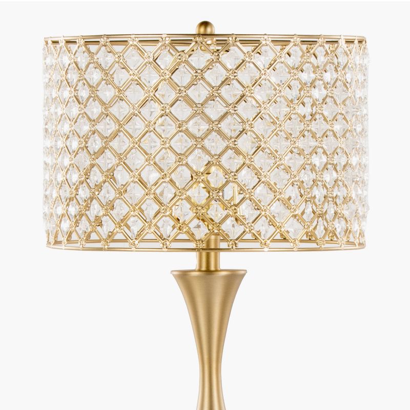LumiSource Topaz 27&#34; Glam/Art Deco Metal Table Lamp Gold Metal with Clear K9 Crystal and Metal Shade from Grandview Gallery, 3 of 7