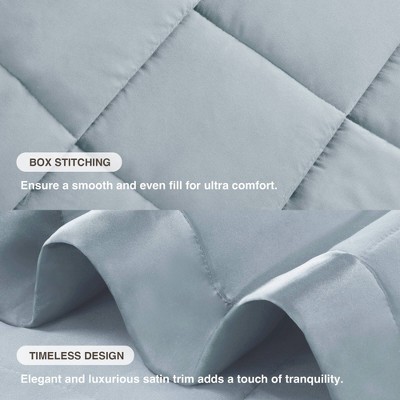 Full Blue Down Alternative Blanket with Satin Trim