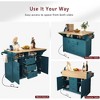 YOOCOZZ Rolling Kitchen Island & Dining Table with Power Outlet, Dual Folding Drop-Leaf and Large Storage Space - Green - 4 of 4