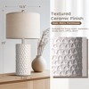 Itopfox Modern Ceramic Table Lamp Set of 2, Rustic Farmhouse Bedside Lamps for Living Room & Bedroom, White Beige Desk Lamp for End Table Home Decor - 3 of 4