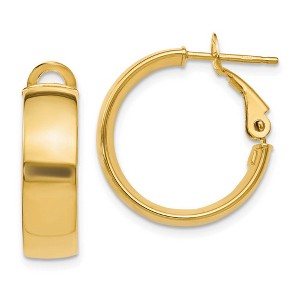 Black Bow Jewelry 6mm Polished Omega Back Round Hoop Earrings in 10k Yellow Gold, 18mm - 1 of 4