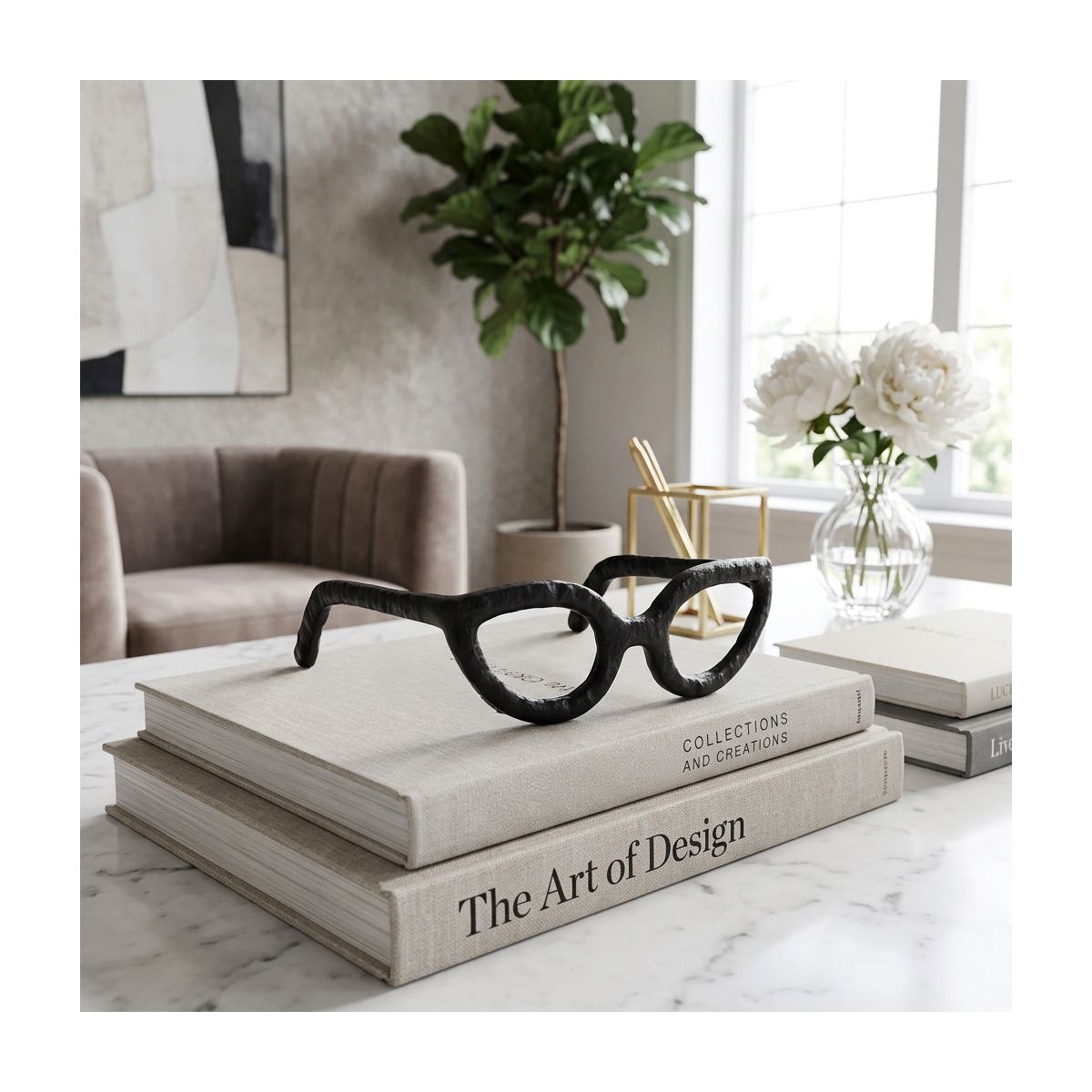 Sagebrook Home Abstract Glasses Aluminum Sculpture Decoration