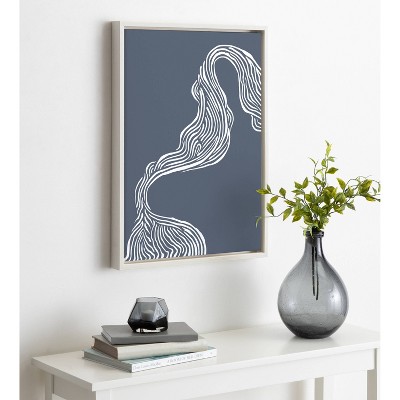 Rich Blue Abstract River Framed Canvas Wall Art