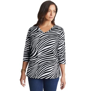 Jessica London Women's Plus Size Stretch Cotton V-Neck Tee - 1 of 4