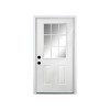 Wooakway 36"W×80"H 9-Lite 2-Panel Exterior Frosted Glass Prehung Front Entry Door Primed Interior Fiberglass Entrance Door - 4 of 4