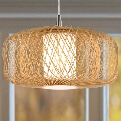 Urban Ambiance Luxury Natural Indoor Pendant,  10''H x 16"W x 16''D,  Natural Rattan Finish, UHP4532