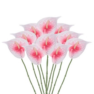 Unique Bargains Artificial Anthurium Lily Flowers for Home Decor 10 Pcs - 1 of 4
