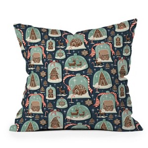 16"x16" Heather Dutton Gingerbread Village Square Throw Pillow Blue - Deny Designs: Christmas Decor, Indoor Use, Zippered - 1 of 4