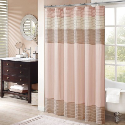 Salem Faux Silk Shower Curtain Blush