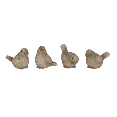 Transpac Small Resin Mossy Bird Set of 4 Spring Home Decorations
