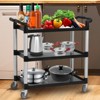 Utility Service Cart with Brake Wheel, 3 Shelf 360LBS Heavy Duty Capacity Rolling Service Cart with 360° Swivel Wheels, Food Cart for Restaurant - 3 of 4