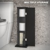 LunaLulinlk Toilet Paper Cabinet, Small Bathroom Corner Floor Cabinet with Doors and Shelves, Thin Storage Bathroom Organizer for Paper Shampoo, Black - 3 of 4
