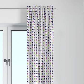 Bacati - Botanical Purple Dots Cotton Printed Single Window Curtain Panel