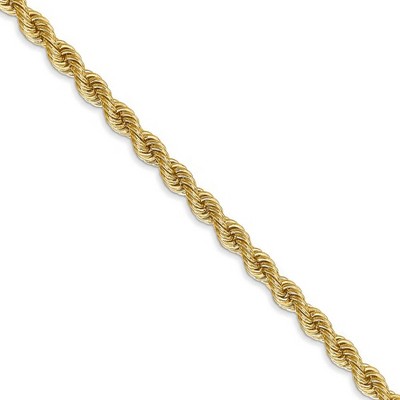 Black Bow Jewelry 3.65mm 14k Yellow Gold Handmade Solid Rope Chain Necklace