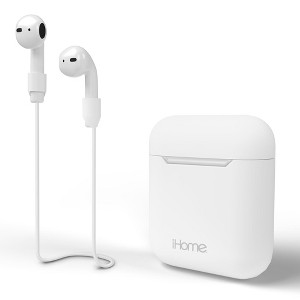 iHome AirPods Case Cover and Magnetic Neckband Bundle, Silicone Case, Charging Flexibility, Durable Protection, White - 1 of 4