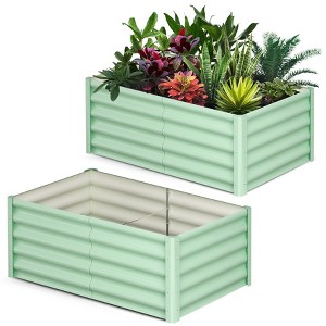 ODK Galvanized Raised Garden Bed Outdoor, 2 Pcs Outdoor Large Planter Raised Beds Open Base with Safety Edge for Vegetables Flowers Ground Planter - 1 of 4