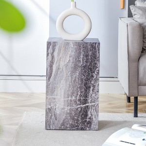 Maggift Patio End Tables, Texture Design Coffee Table for Living Room, Patio, Bedroom, Gray, 11.8"*11.8"*19.6" - 1 of 4