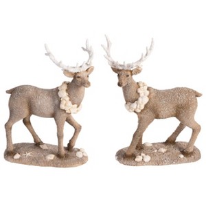 Transpac Sandy Reindeer Figurines Set of 2 Decorative Christmas Animals for Tabletop and Mantel Indoor Decor Gifts - 1 of 1