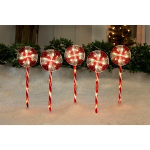 BrylaneHome Peppermint Candy Pathway Lights, Set Of 5 - 1 of 1