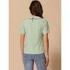 INSPIRE CHIC Women's Floral Jacquard Puff Short Sleeve Peter Pan Collar Blouse - 3 of 4