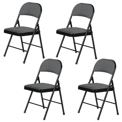 4pk Fabric Padded Folding Chairs Gray - Plastic Dev Group