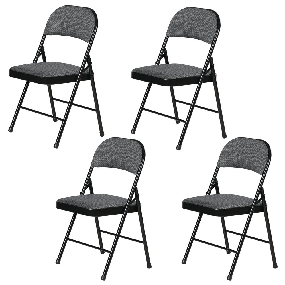 Photos - Computer Chair Peakform 4pk Fabric Padded Folding Chair Gray