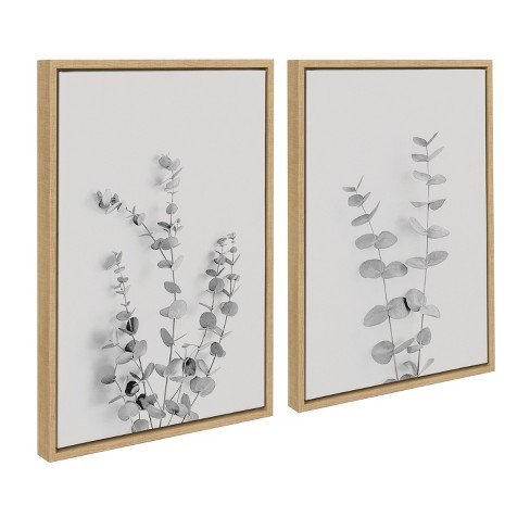 Kate And Laurel Sylvie Neutral Botanical 3 And 4 Soft White Framed