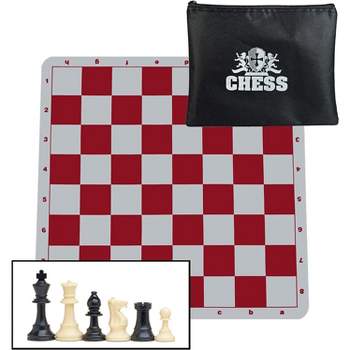 WE Games Best Value Tournament Chess Set, Plastic Pieces, Red Vinyl Board,  1 unit - City Market