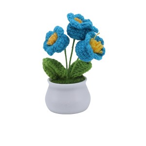 Unique Bargains Artificial Plants Hand-Knit Lily of the Valley DIY Pot Yarn 1.97"x1.97"x5.51" 1 Pcs - 1 of 4