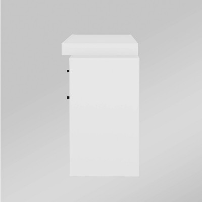 White Expandable Home Office Desk with Drawers and Filing Cabinet
