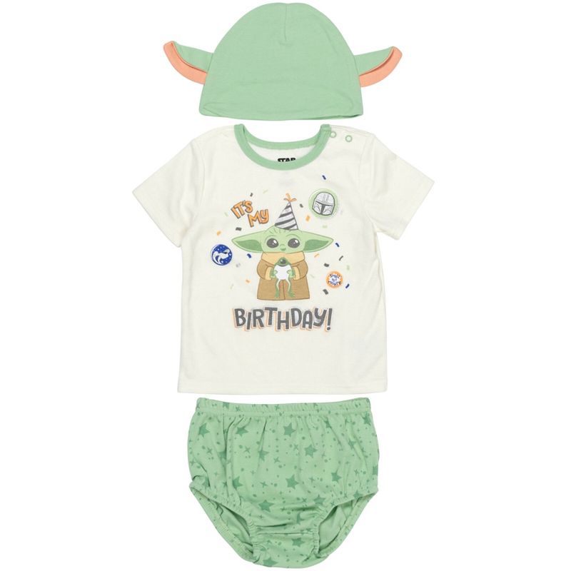 Star Wars Baby Yoda 3 Piece Set: T-Shirt Diaper Cover Hat -Test99, 1 of 7