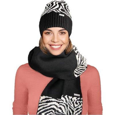 Nicole Miller New York women's Hanging Scarf and Beanie Hat Set