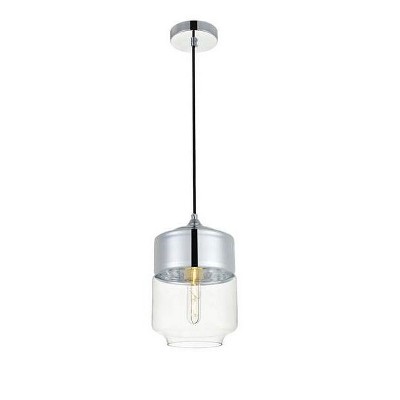 Elegant Lighting Ashwell 1-Light Chrome Pendant with Bell-Shaped Clear Glass