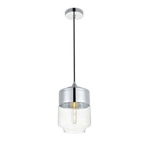 Elegant Lighting Ashwell 1-Light Chrome Pendant with Bell-Shaped Clear Glass - 1 of 4