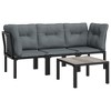 vidaXL Patio Furniture Set Outdoor Loveseat Sofa Black and Gray Poly Rattan - 3 of 4