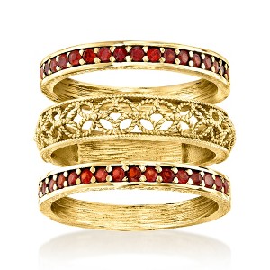 Ross-Simons 0.60 ct. t.w. Garnet and Scrollwork Jewelry Set: 3 Rings in 18kt Gold Over Sterling - 1 of 4
