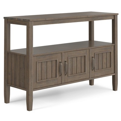 Solid Wood Freestanding Transitional Console Table with 3 Doors, Large Open Shelf and Multipurpose Design