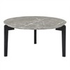 36 Inch Round Coffee Table, Modern And Stylish Small Coffee Table, Imitation Marble Tabletop With Wood Legs - 2 of 4